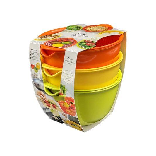 Inomata Chemical Coppo Colander & Bowl 17cm 3-Color Set