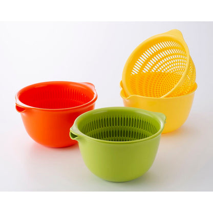 Inomata Chemical Coppo Colander & Bowl 17cm 3-Color Set