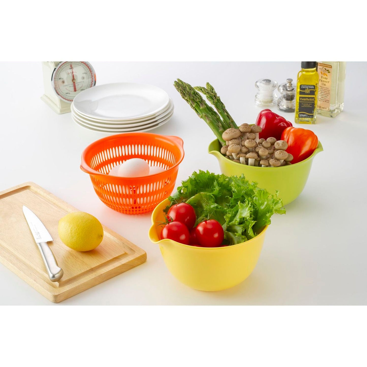 Inomata Chemical Coppo Colander & Bowl 17cm 3-Color Set
