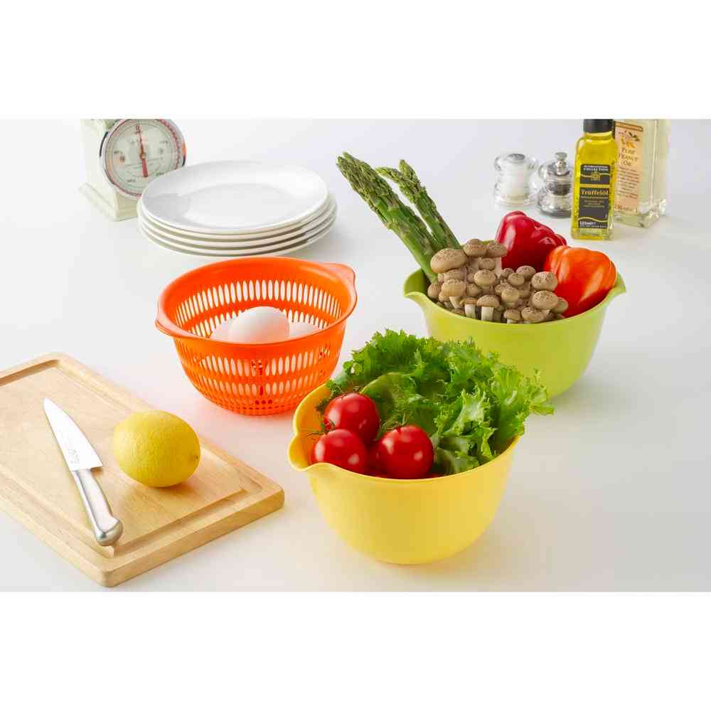 Inomata Chemical Coppo Colander & Bowl 17cm 3-Color Set