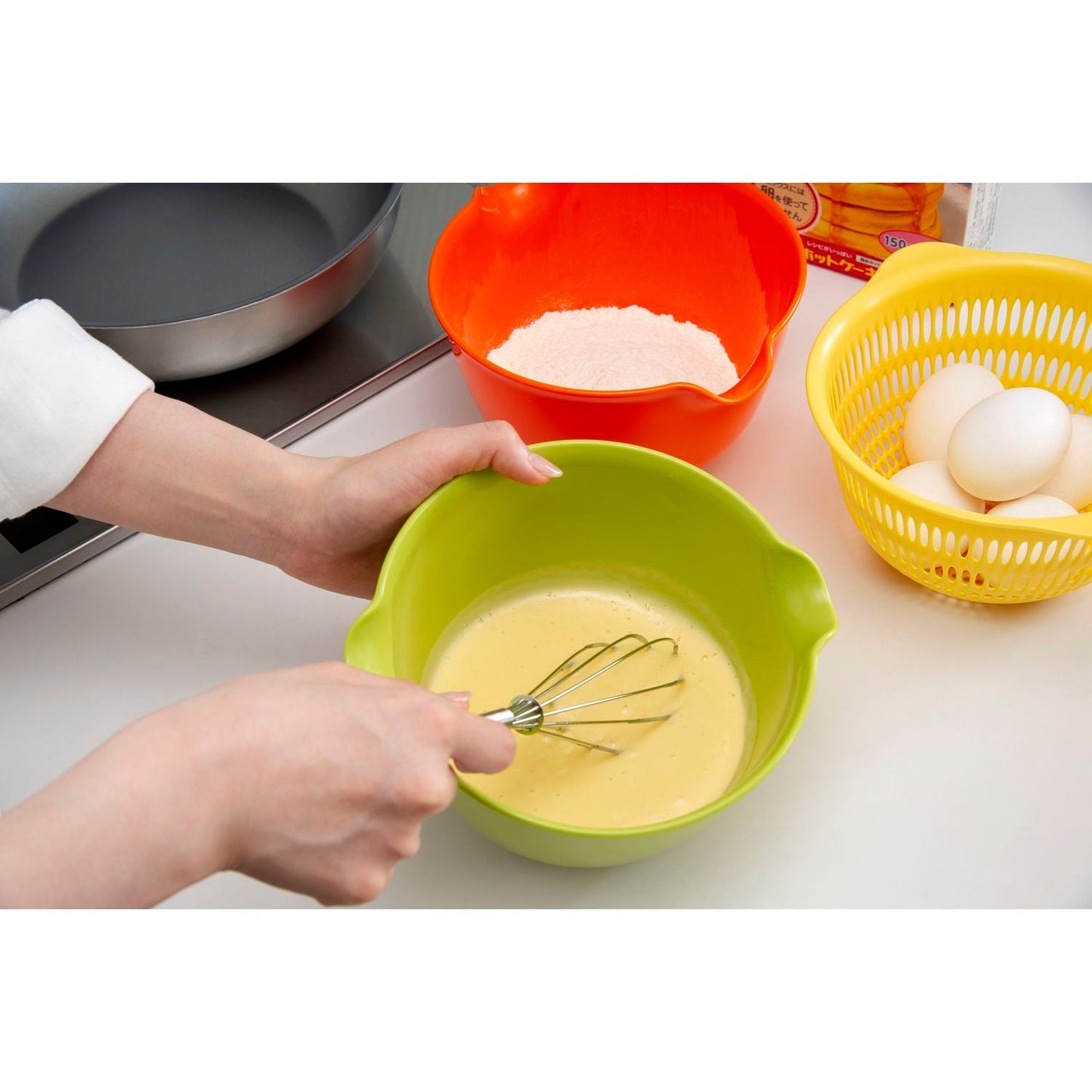 Inomata Chemical Coppo Colander & Bowl 17cm 3-Color Set