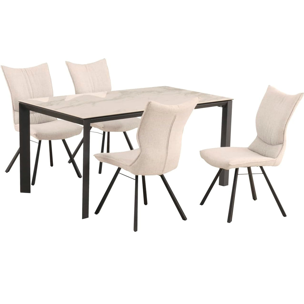 Poare Dining Chair Swivel Ivory Set of 2