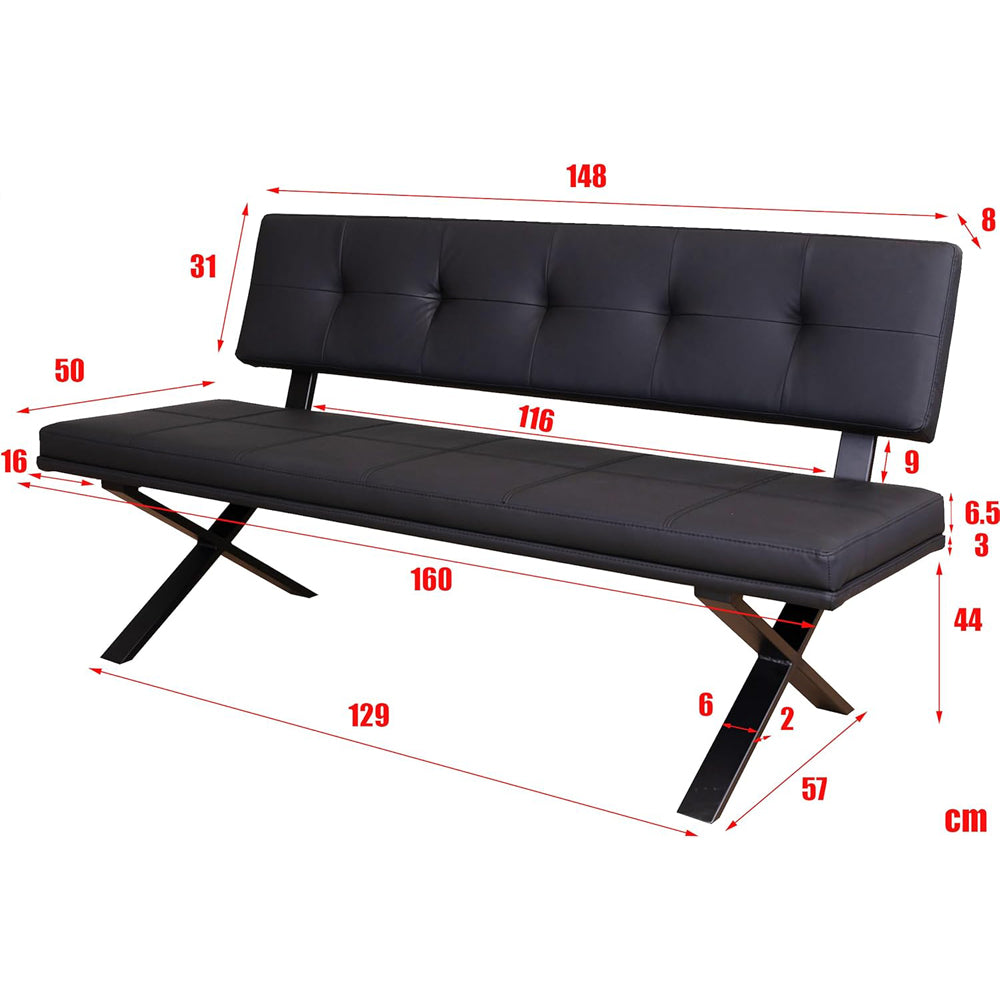 Brescia Dining Bench PVC With Back White