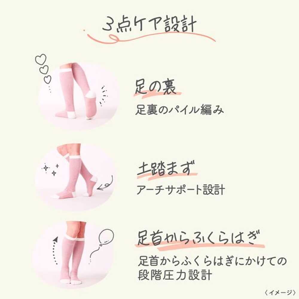 Reckitt Benckiser Japan MediCute Fuwatto Kyuuto Compression Room Socks Beige Pink Free Size 1 Pair