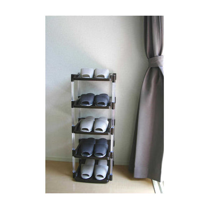 Heiwa Kogyo Crystal Shoe Rack 5-Tier Brown