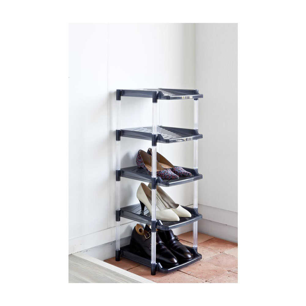 Heiwa Kogyo Crystal Shoe Rack 5-Tier Gray