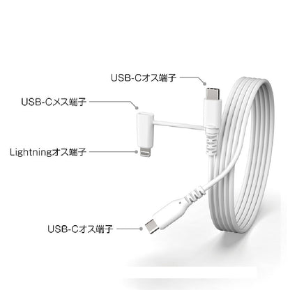 Kashimura LN Conversion Connector C-C Cable 1.2m WH AJ676