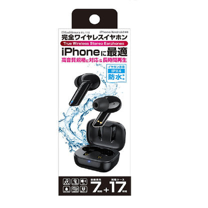 カシムラ 完全ワイヤレス ステレオイヤホン 高音質 BK BL112