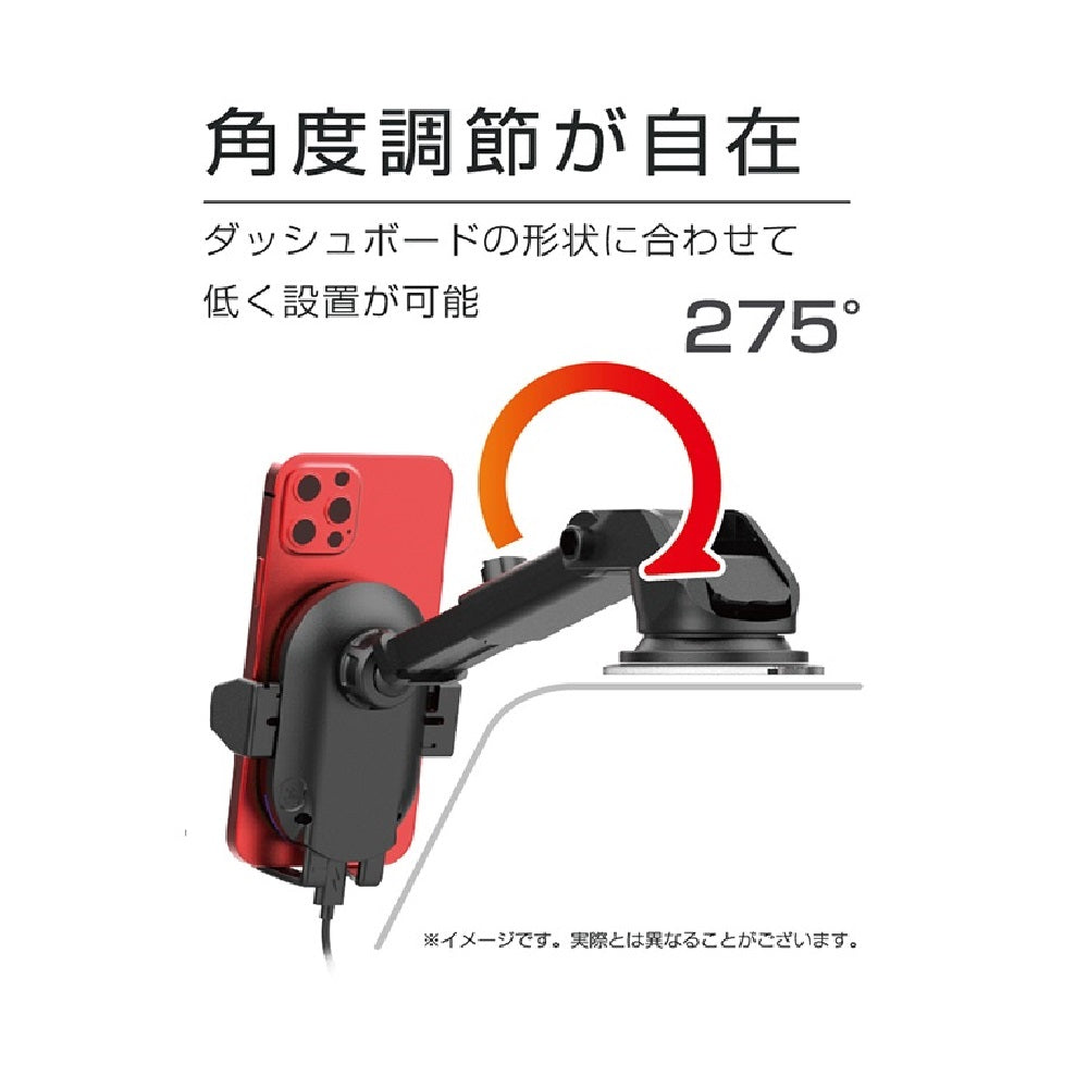カシムラ Qi自動開閉ホルダー 手帳対応 キャパシタ付 吸盤取り付け KW30