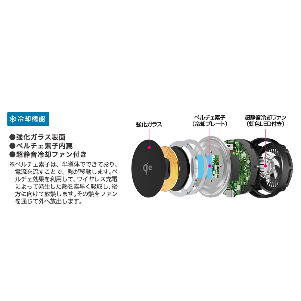 Kashimura Cooling Function Qi2 Magnetic Wireless Charger with Suction Mount KW53