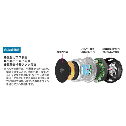 Kashimura Cooling Function Qi2 Magnetic Wireless Charger with Suction Mount KW53