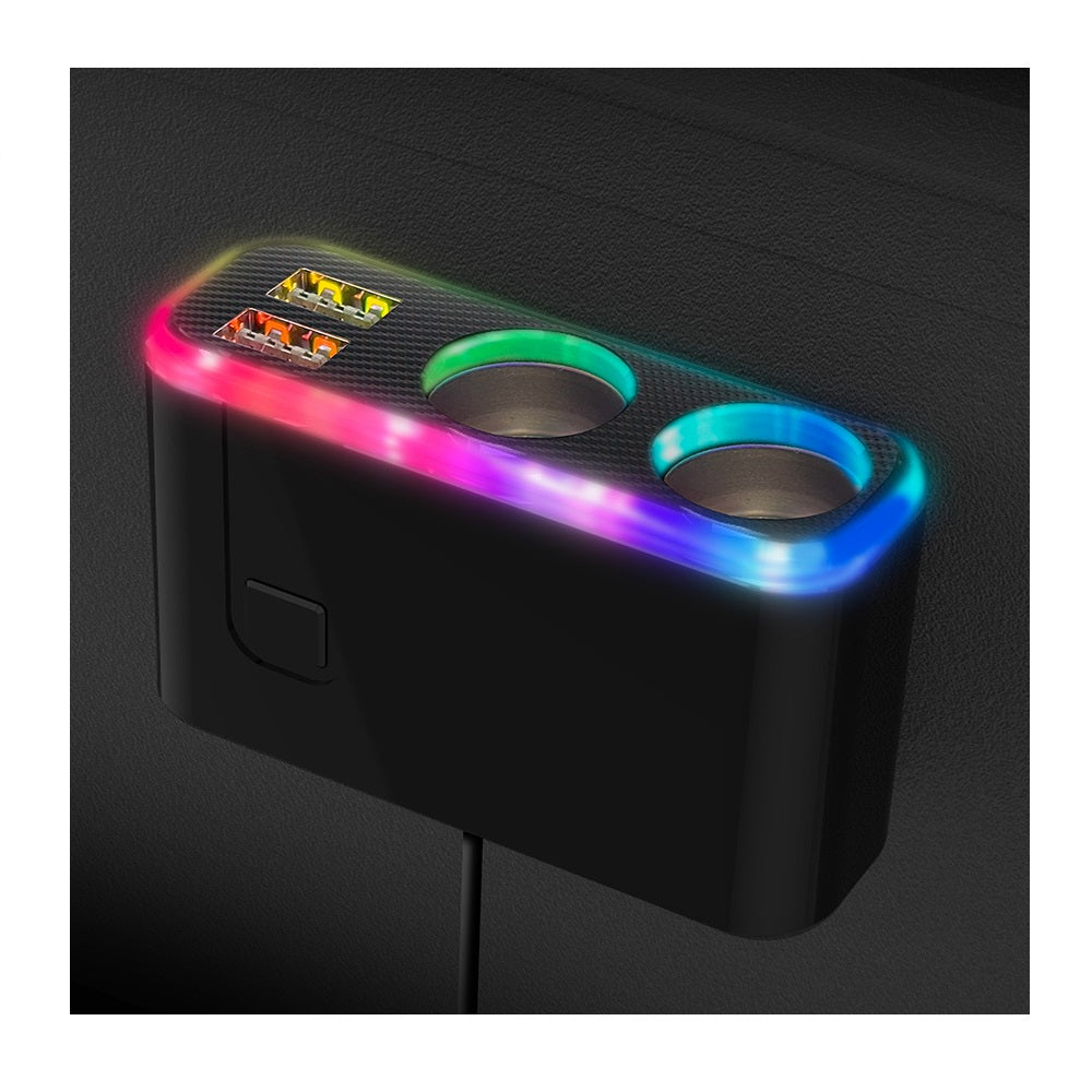 Kashimura Dual Separate Socket 2USB 4.8A with Rainbow Light KX236