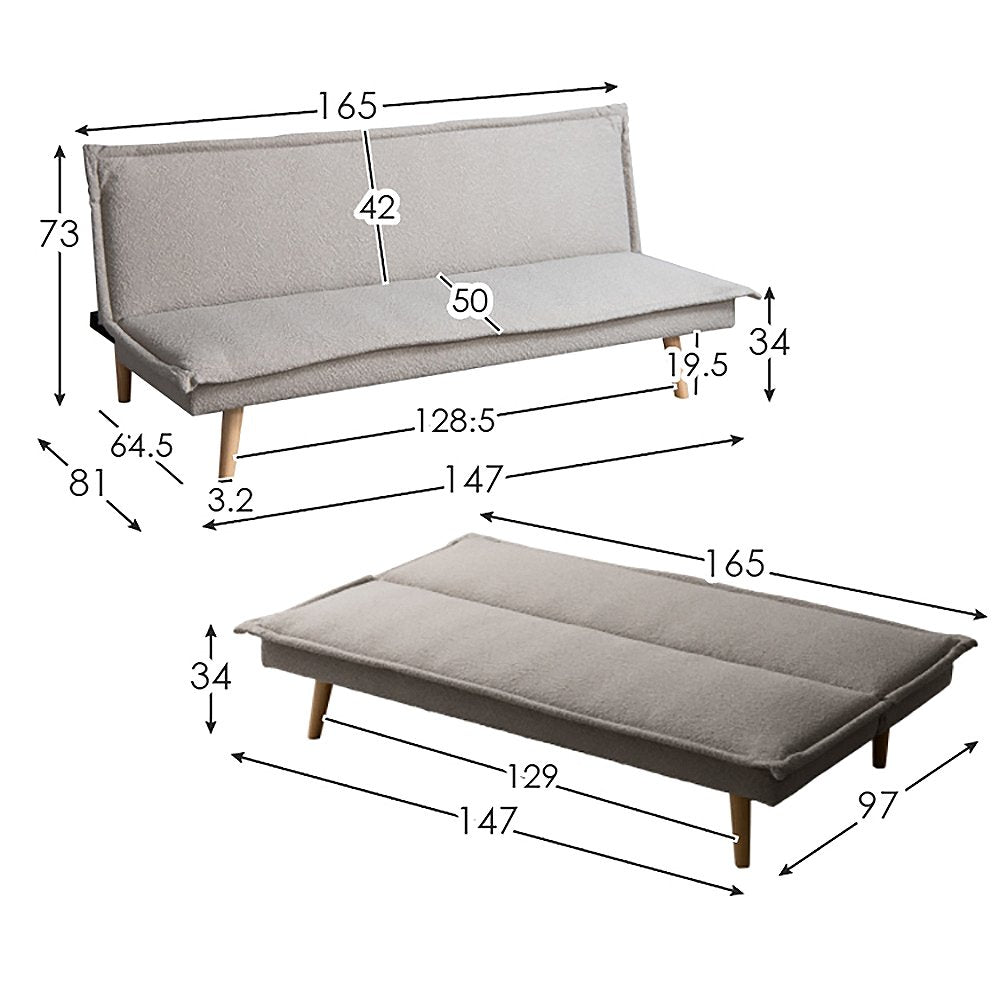 3P Sofa Bed Capella SFB-A1653P Greige Assembly Required