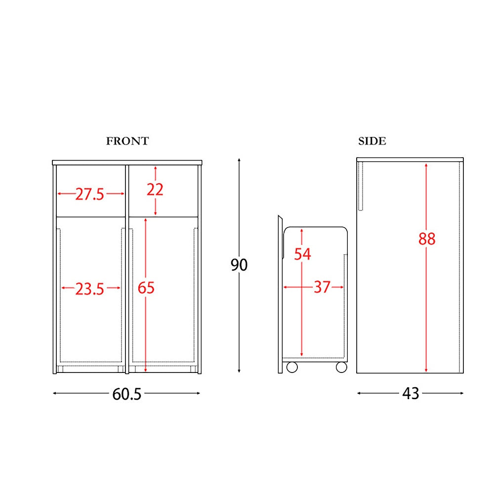Separated Caster Dust Box DB-F2100 BRBK (Assembly Required)