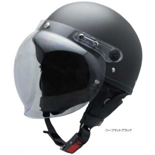 Ishino Shokai Half Helmet with Bubble Shield ISN21101HMBK