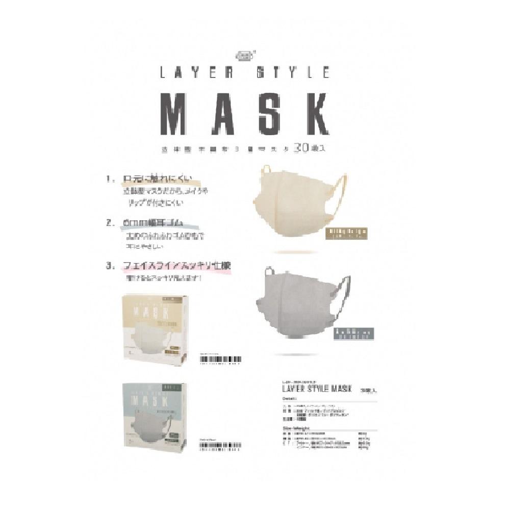 Fuji Layer Style Mask Ash Gray (Regular Size, 30 Sheets)