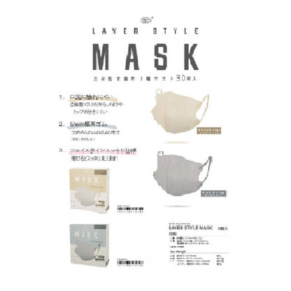 Fuji Layer Style Mask Milky Beige Regular Size, 30 Pieces
