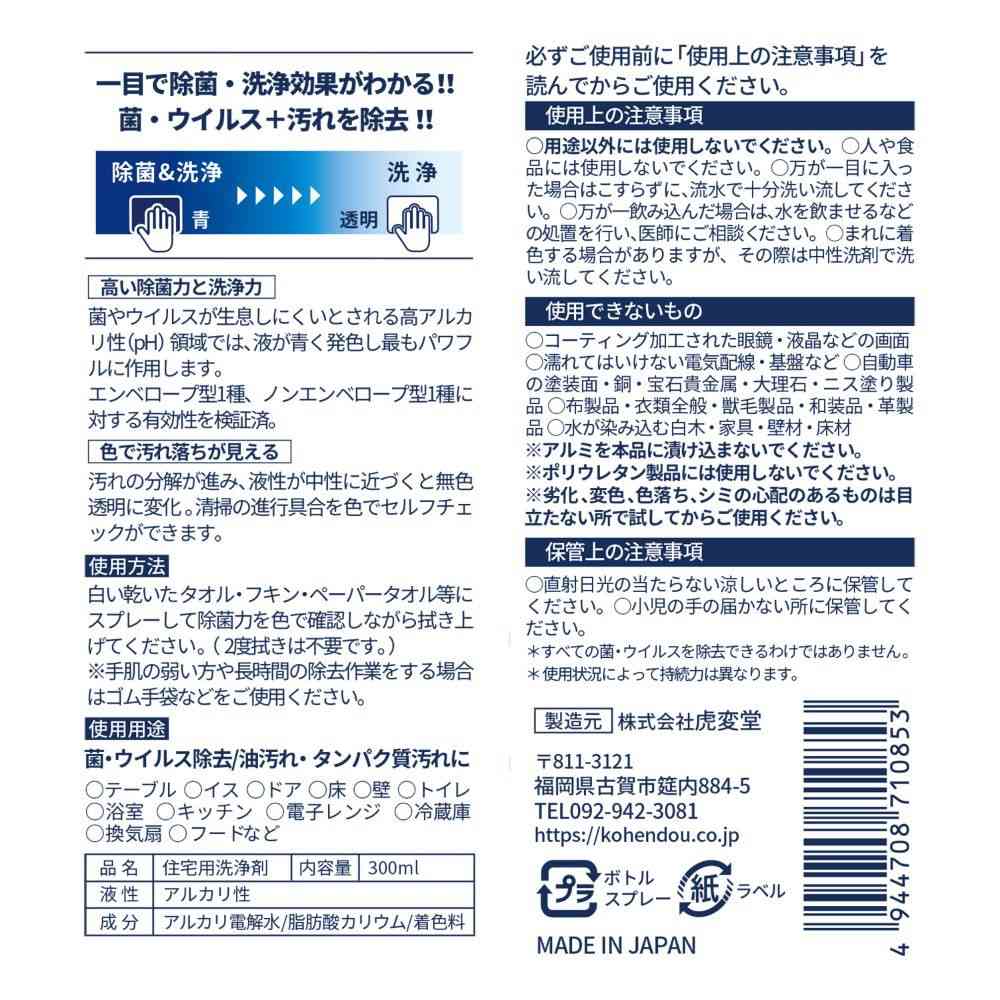 Tora Hendo Color Changing Disinfectant PRO Spray 300ml