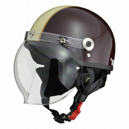 Lead Industry CROSS Half Helmet with Bubble Shield Brown x Ivory CR760 BRIV