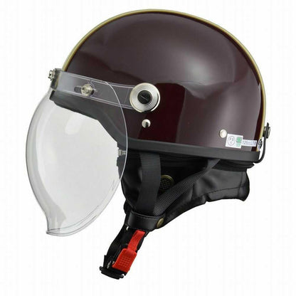Lead Industry CROSS Half Helmet with Bubble Shield Brown x Ivory CR760 BRIV