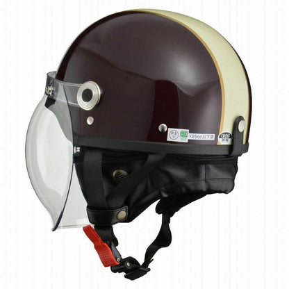 Lead Industry CROSS Half Helmet with Bubble Shield Brown x Ivory CR760 BRIV