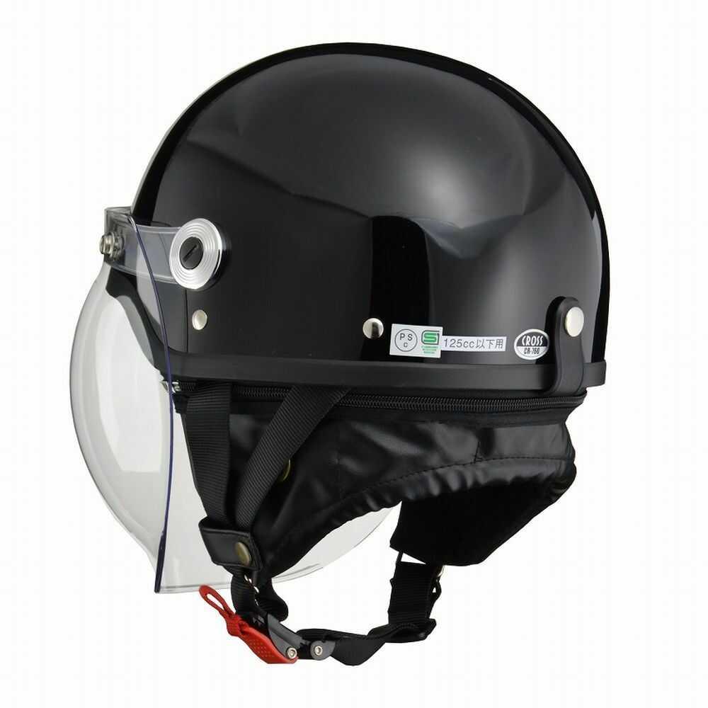 Lead Industry CROSS Half Helmet with Bubble Shield Black CR760 BK