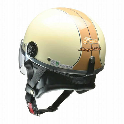 Lead Industry O-ONE Half Helmet with Shield Ivory x Brown OONE IVBR