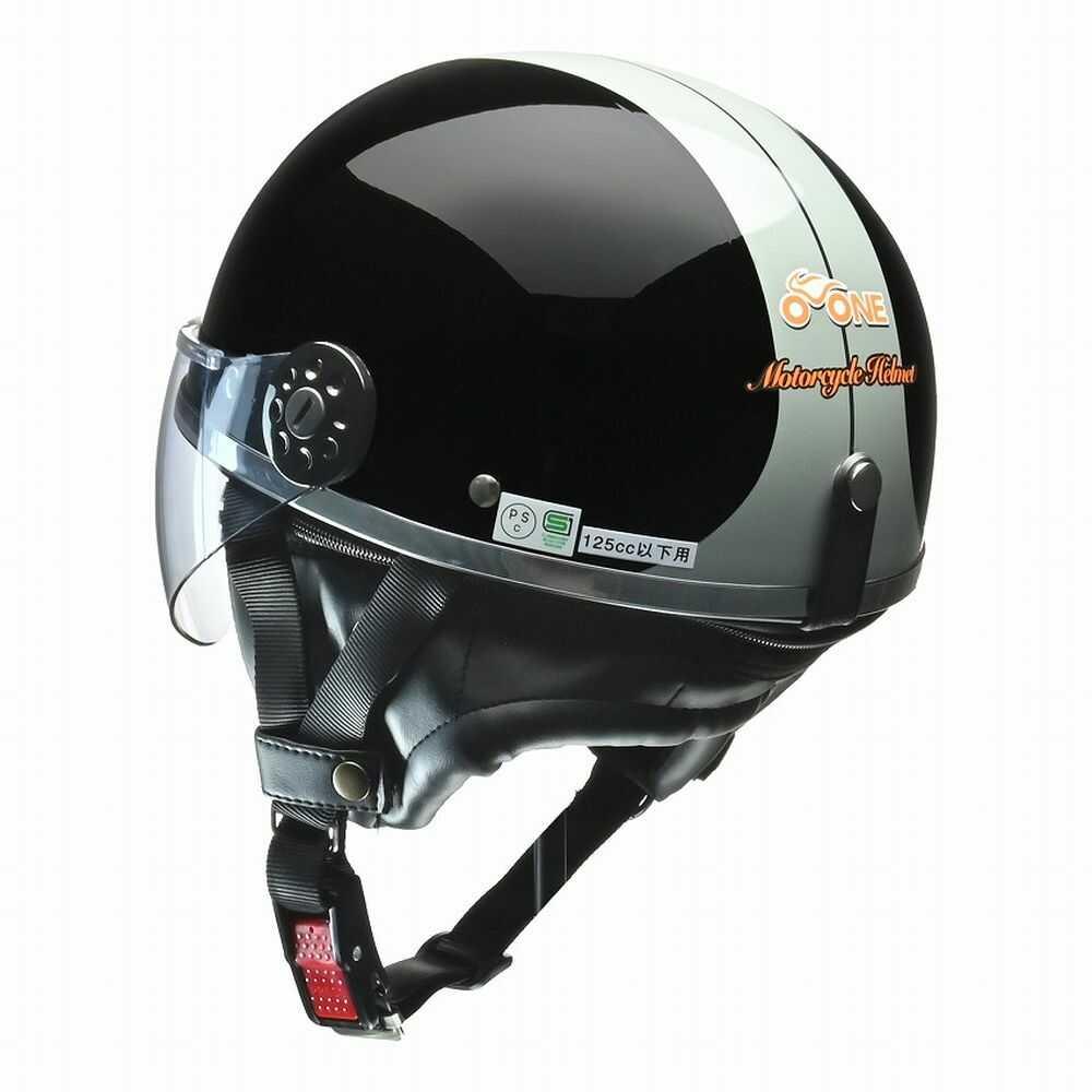 Lead Industry O-ONE Half Helmet with Shield Black x Silver OONE BKSI
