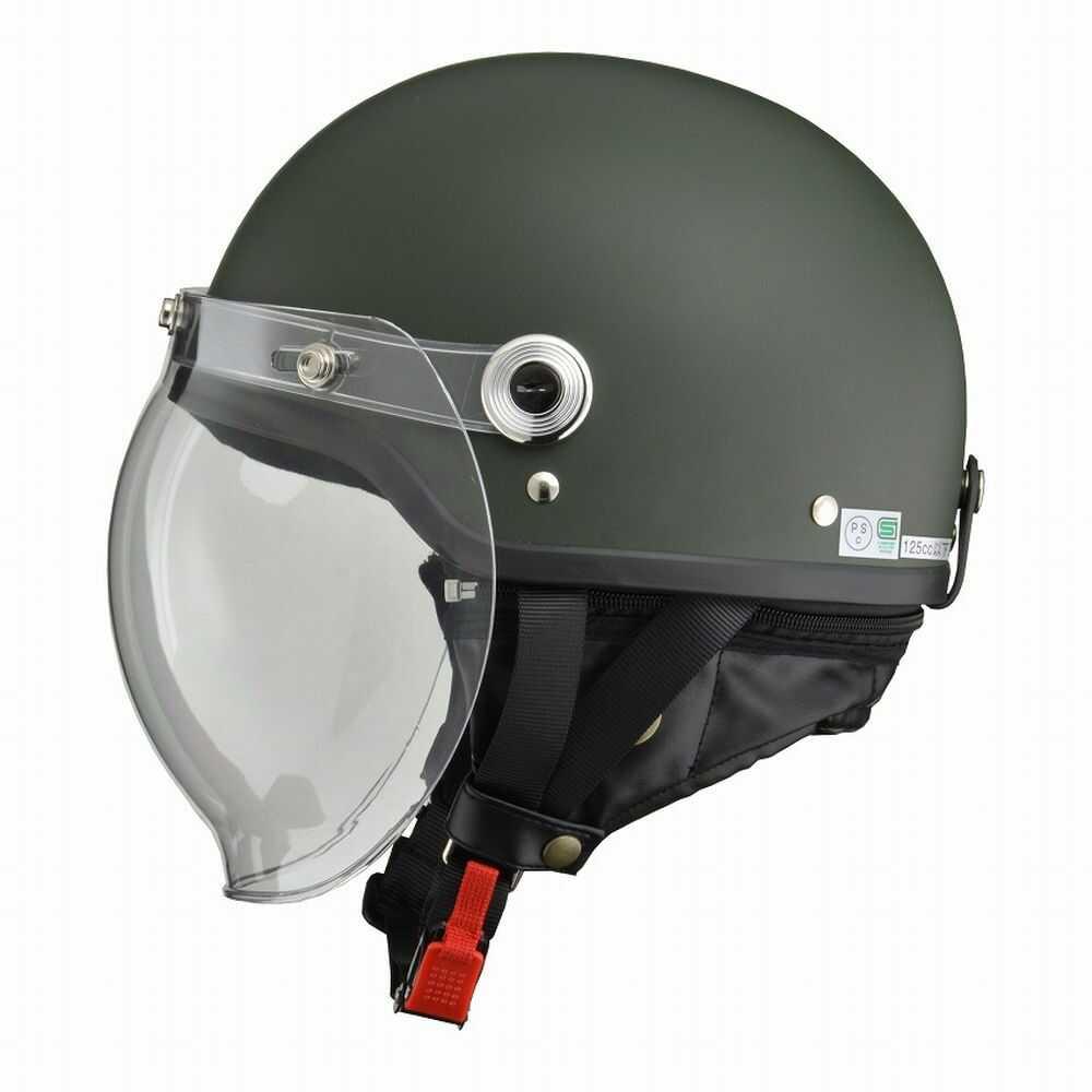 Lead Industry CROSS Half Helmet with Bubble Shield Matte Green CR761 MATGR LL