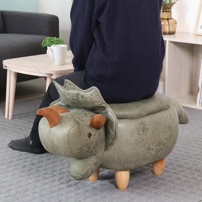Animal Stool with Storage Dinosaur Green 34928