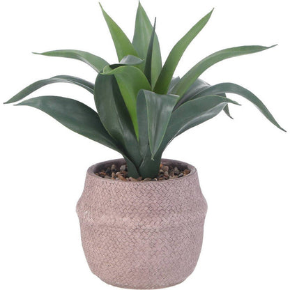 Fake Green Agave Cement Pot 41135