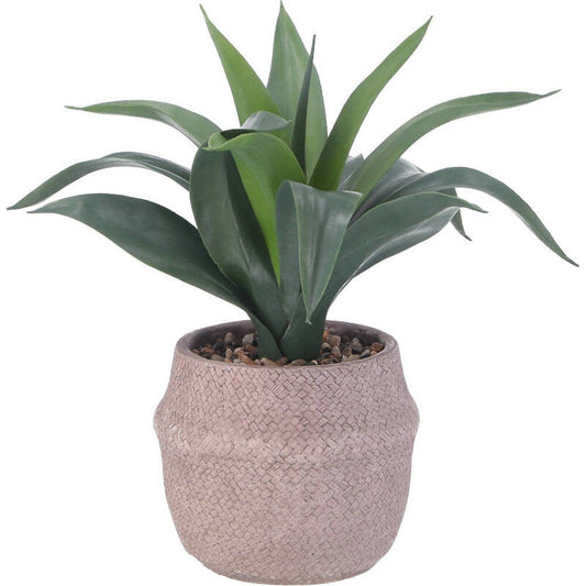 Fake Green Agave Cement Pot 41135