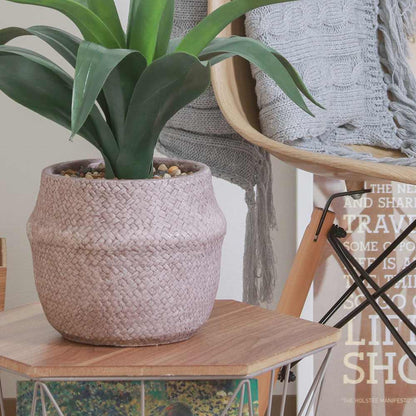 Fake Green Agave Cement Pot 41135
