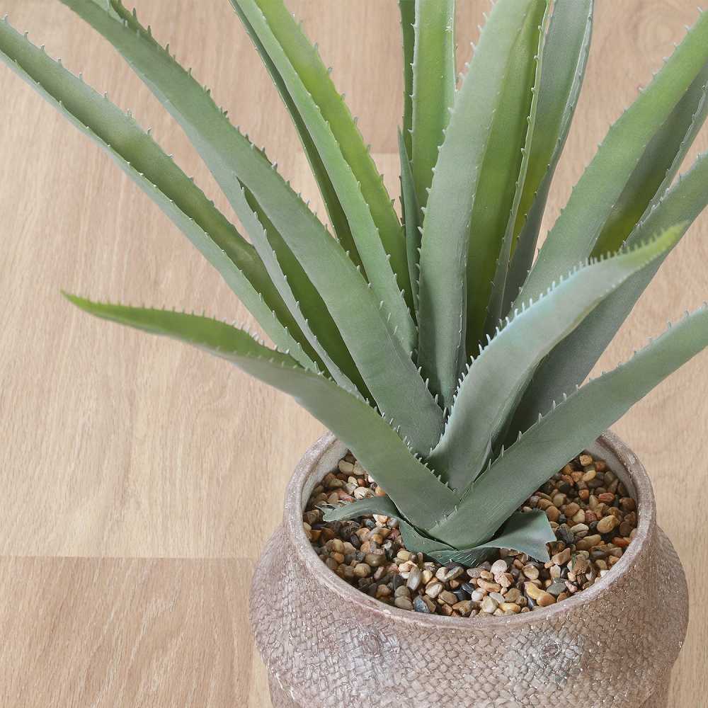 Fake Green Aloe M Cement Pot 41136
