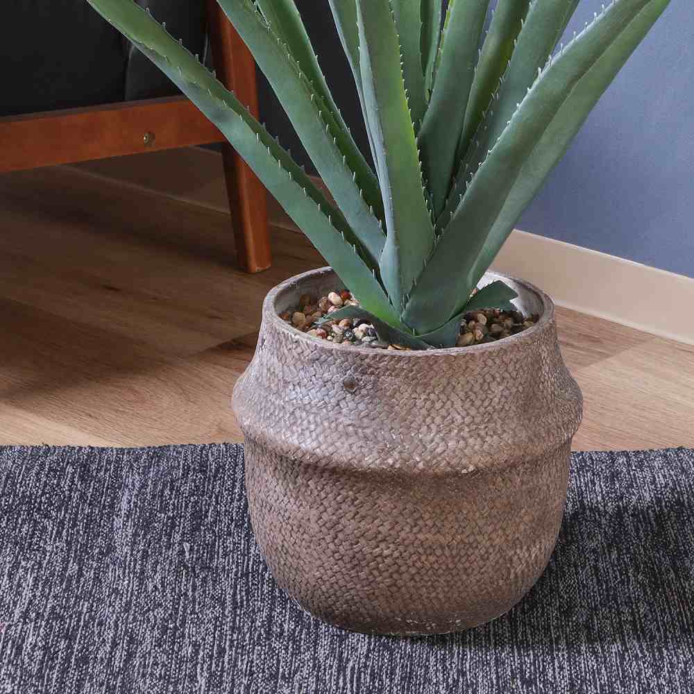 Fake Green Aloe M Cement Pot 41136