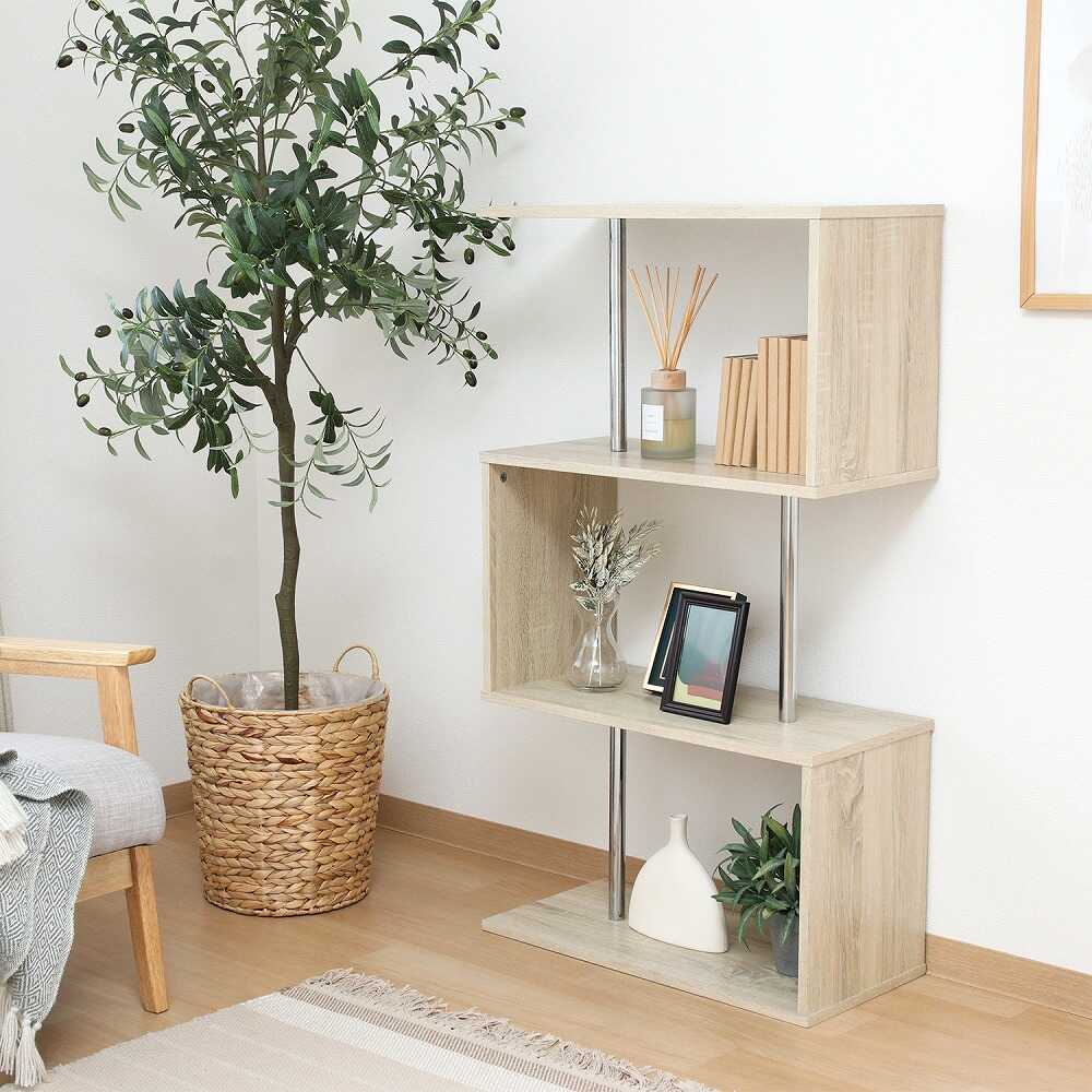 S-Shaped Display Rack 3-Tier Oak 51486