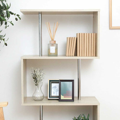 S-Shaped Display Rack 3-Tier Oak 51486