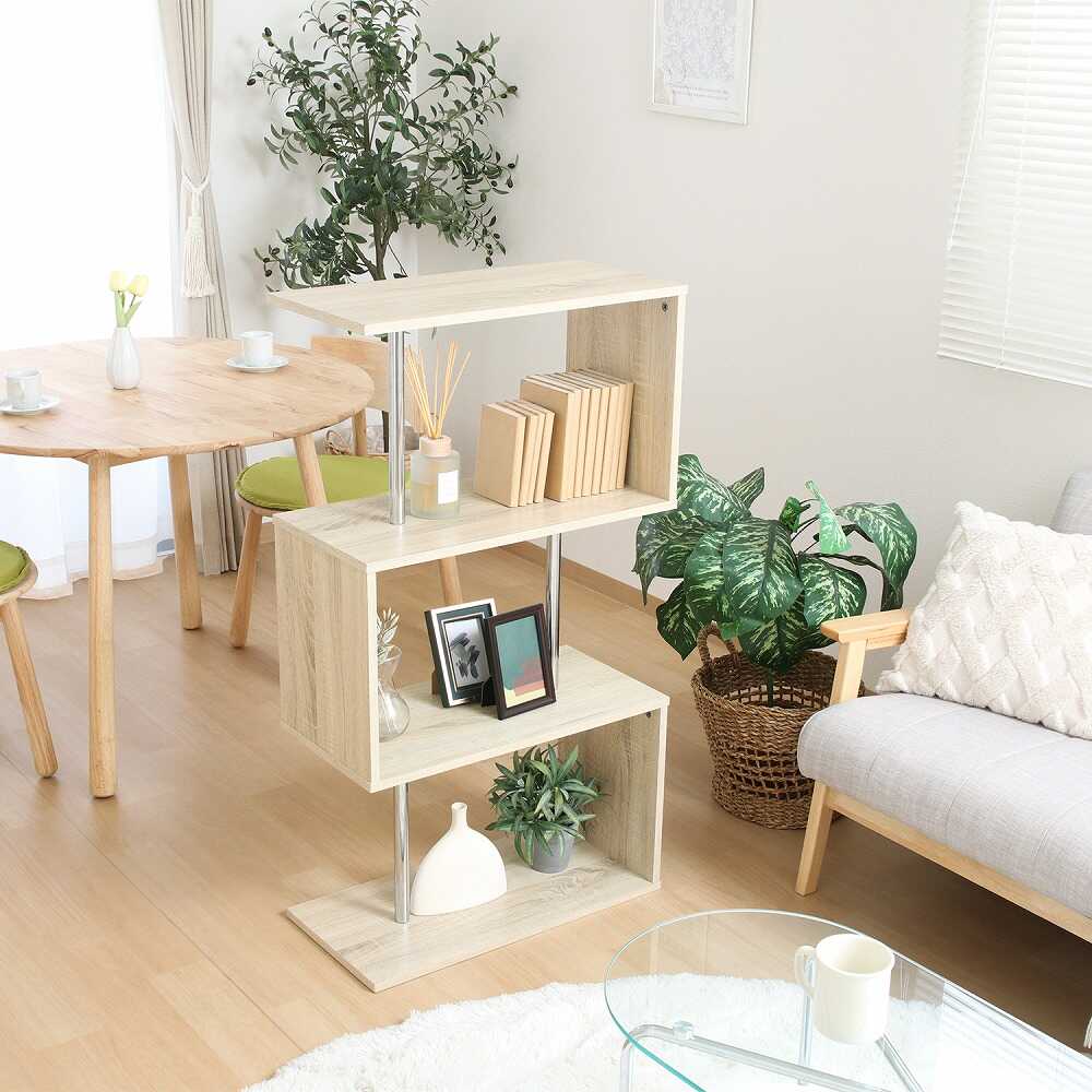 S-Shaped Display Rack 3-Tier Oak 51486