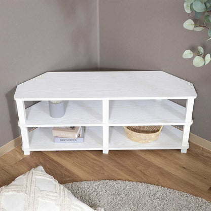 Fit Corner TV Stand - Oak White
