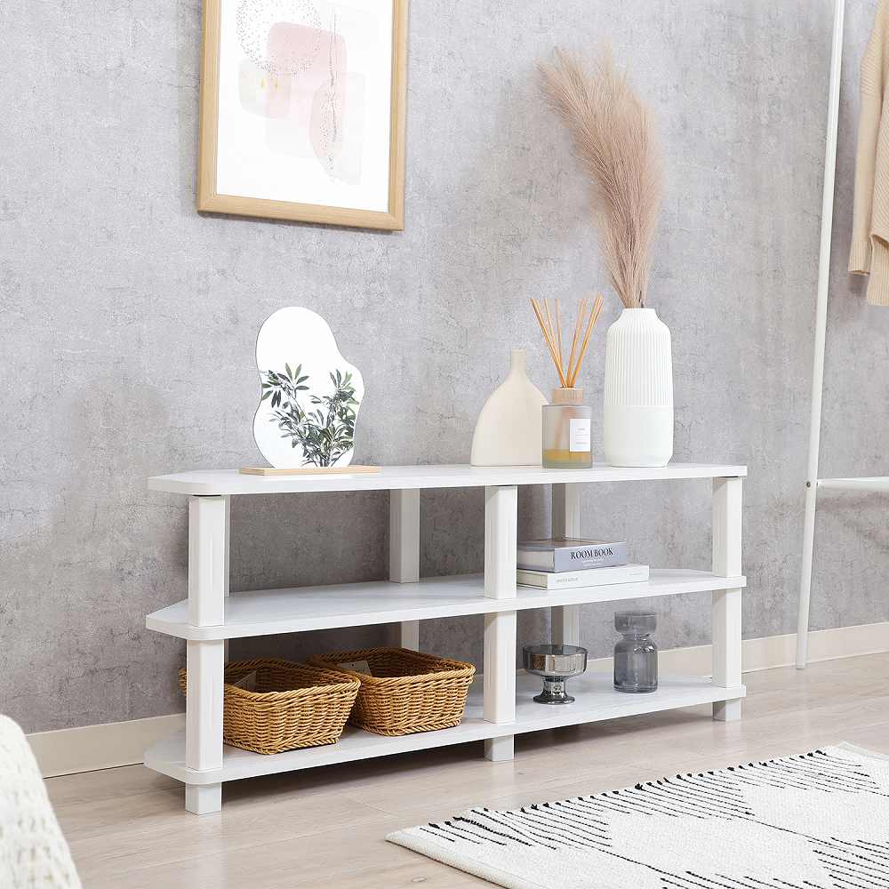 Fit Corner TV Stand - Oak White