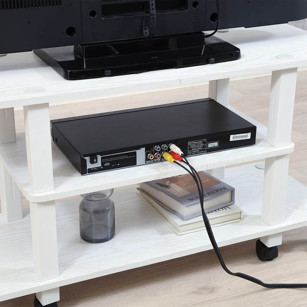 Fit TV Stand with Casters - Oak White