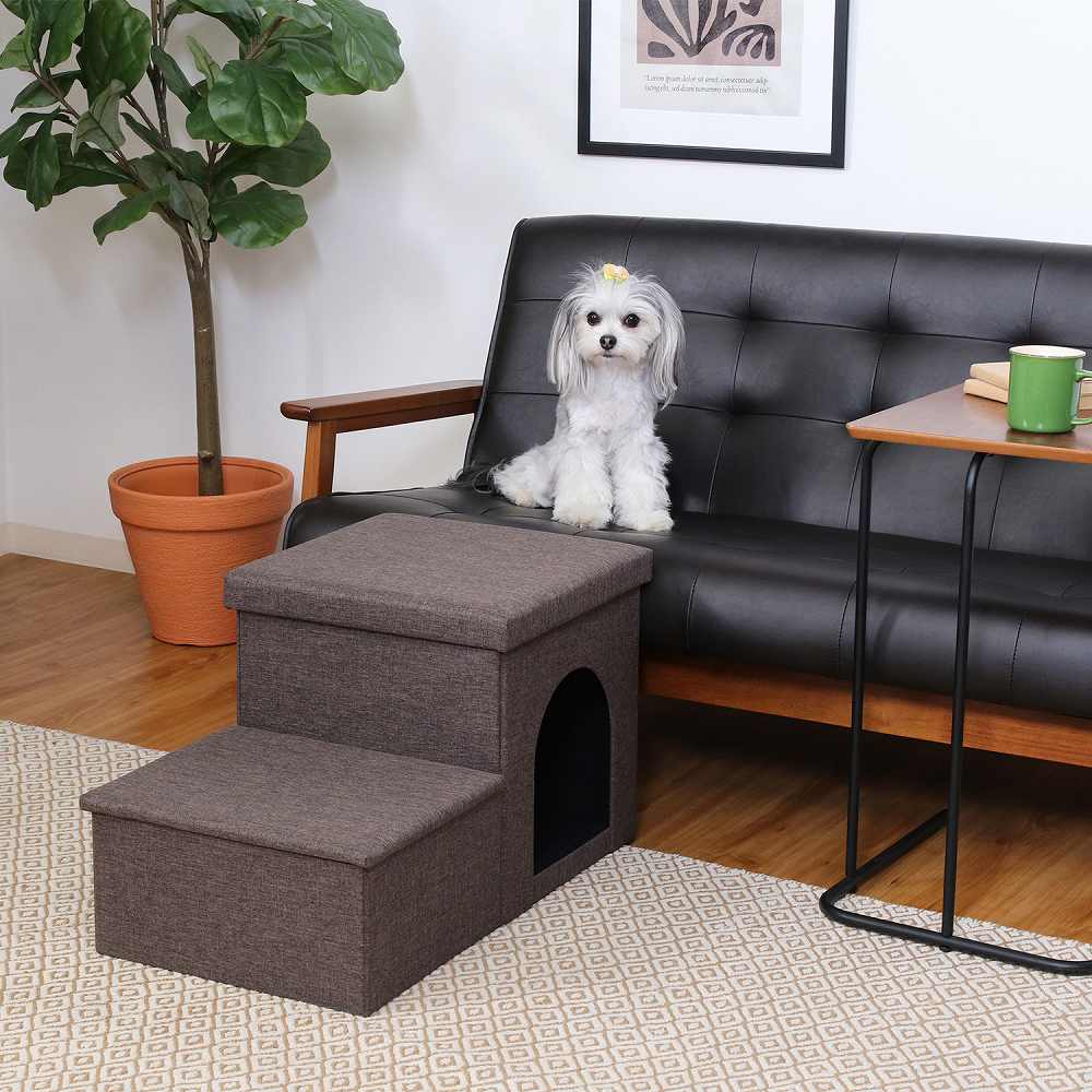 Pet Step & House with Storage - Charcoal