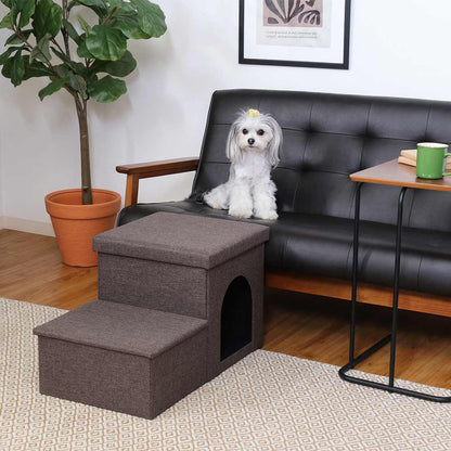 Pet Step & House with Storage - Charcoal