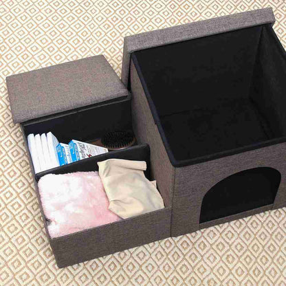 Pet Step & House with Storage - Charcoal