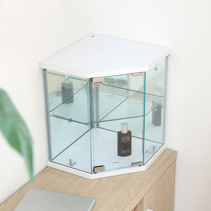 Tabletop Glass Collection Case - Corner - White