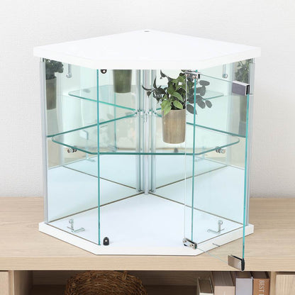 Tabletop Glass Collection Case - Corner - White