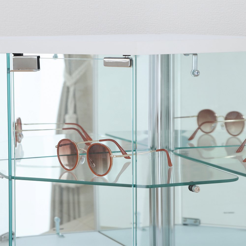 Tabletop Glass Collection Case - Corner - White