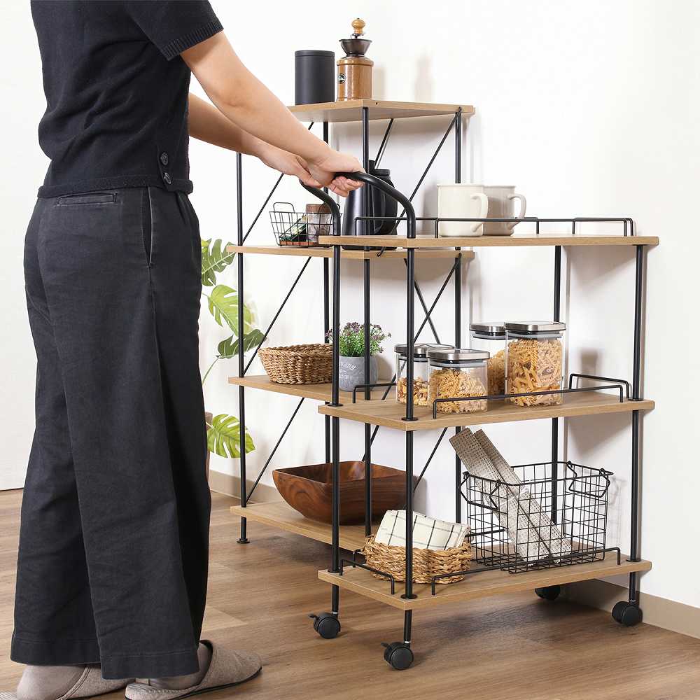 EZBO Twist Lock Kitchen Cart OAK N 71879