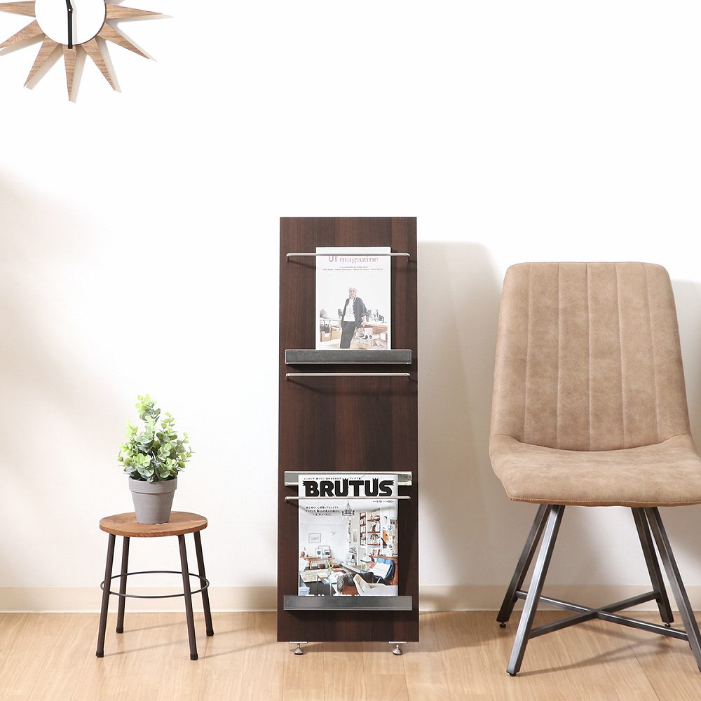 Wood Magazine Rack Decor 3-Tier Slim 82307