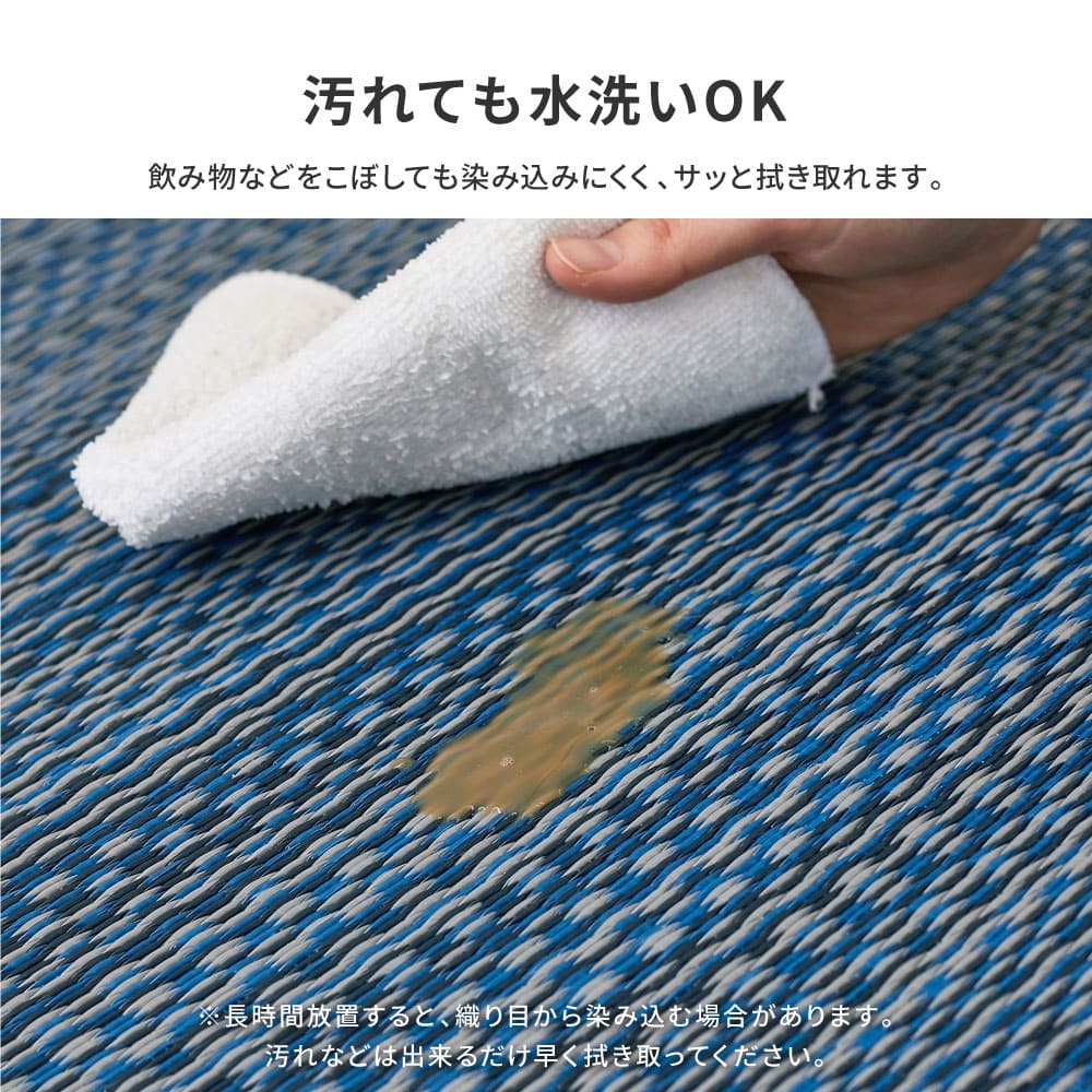 Washable Igusa-style Carpet Ryan Honma 4.5-tatami Blue
